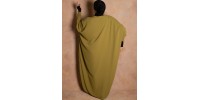Kaki silk Medina Abaya with Fitted Sleeves